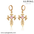 27927-Xuping Jewelry boucles d&#39;oreilles en or croisées religion ladies